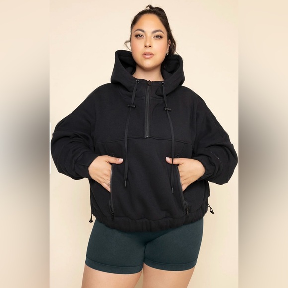 Half Zip Warm Up Hoodie - Black - Picture 5 of 7